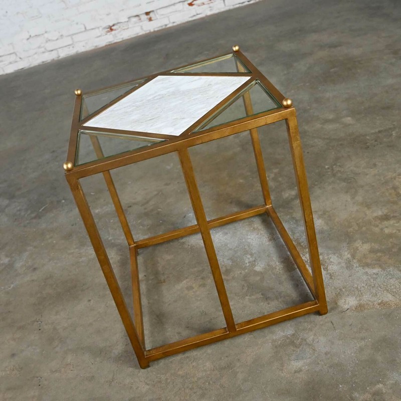 Chelsea House Jamie Merida Collection Iron Antique Gold Leaf Harlequin Side Tabl gallery