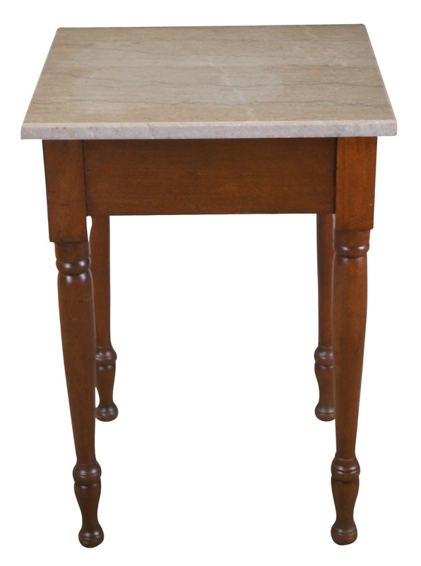 Antique Victorian Walnut Granite Parlor Side End Table Pedestal Sculpture Stand