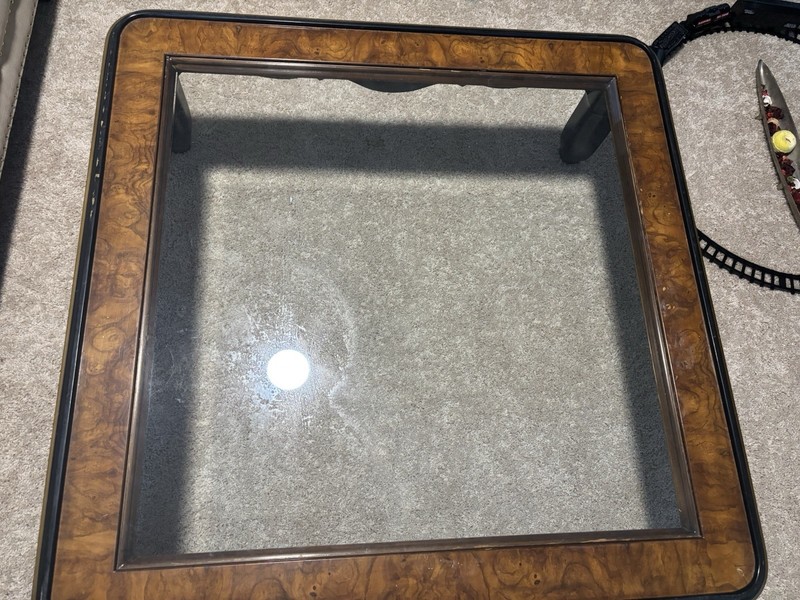 Drexel Heritage Et Cetera Glass Top Black Lacquered/Gold Coffee Table 36” X 36”