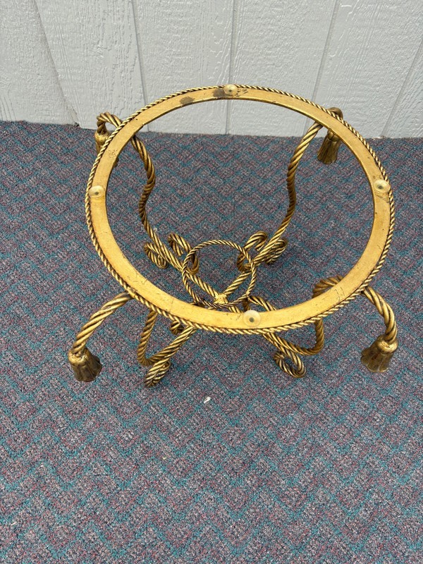 67703 ITALIAN MADE Mid-Century Brass and Glass Round Accent Table gallery