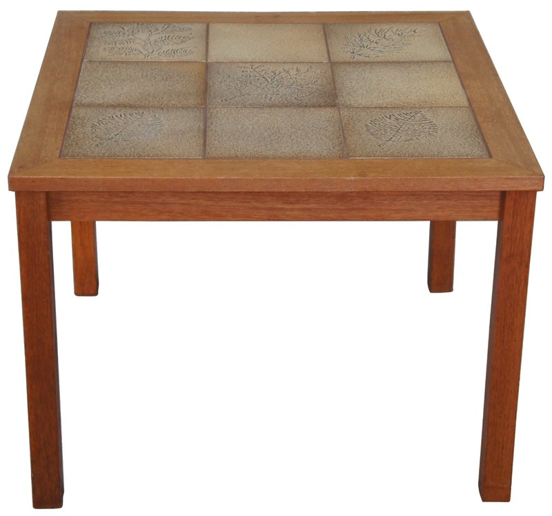 1960s Mid Century Danish Modern Tiled Square Corner End Table Denmark 29″