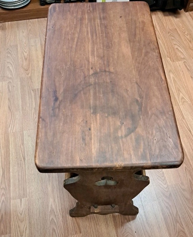 Vintage Arts and Crafts Solid Oak Side Table With Magazine Rack gallery