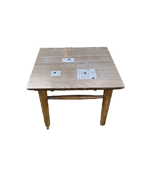 3 Pc. Vintage MCM 50s 60s Wood & Tile Long Mosaic Coffee & End Tables Set gallery