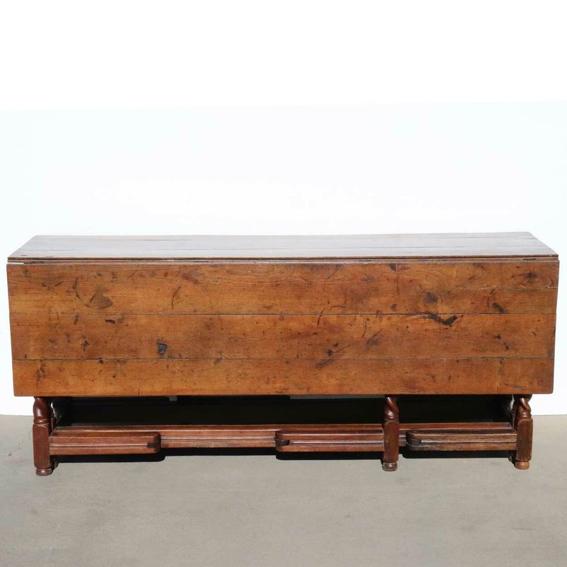 Antique Large English William & Mary Oak Drop-Leaf Gateleg Dining Table c. 1690 gallery