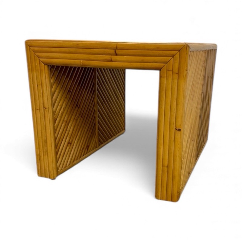 Vintage Reed Bamboo Crespi Style Waterfall Side End Table gallery