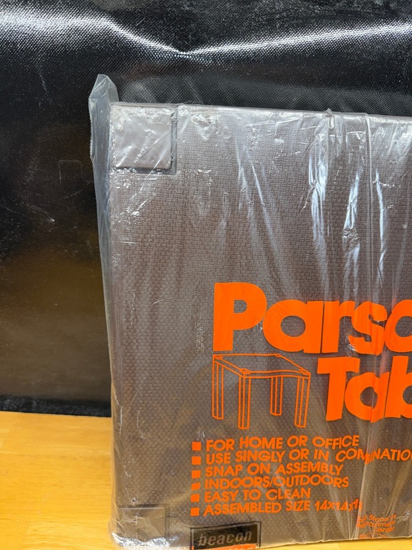 Vintage Plastic Parsons Table 14X14X14 Brown NOS Sealed gallery