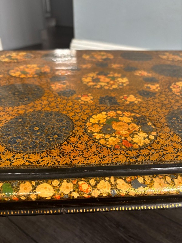 Chinoiserie Opium Low Table Hand Painted Lacquer Floral Asian VTG Floor Gold gallery