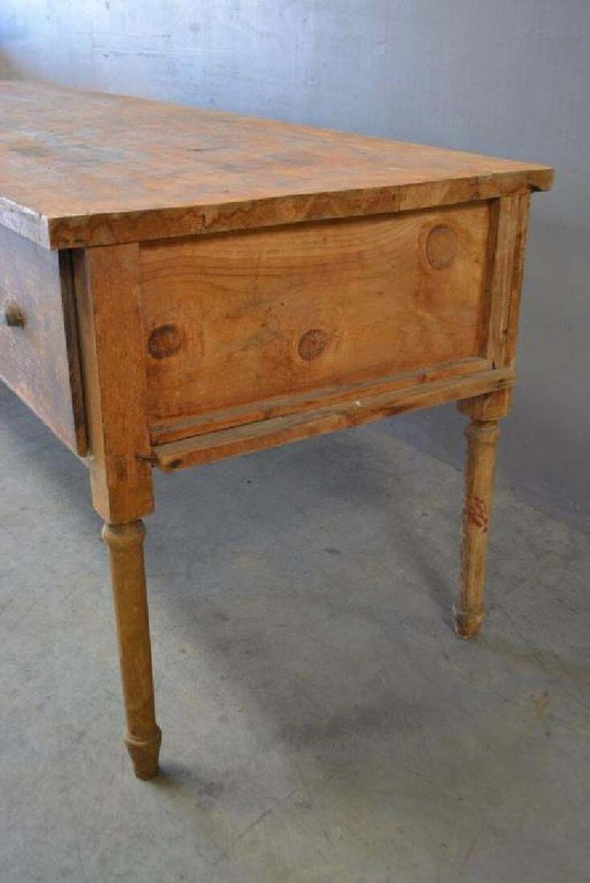 c.1900 Two Drawer Antique American Work Table Pennsylvania General Store gallery