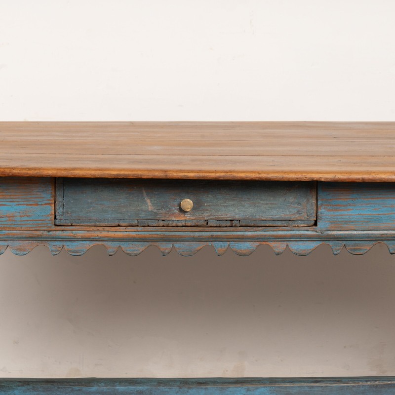 18th Century Blue Painted Library Refectory Table Console, Denmark gallery