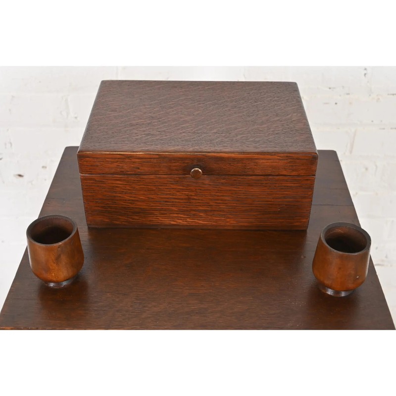 Stickley Brothers Style Antique Mission Oak Arts & Crafts Smoker's Stand, 1910 gallery