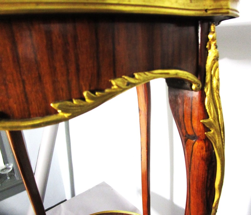 Finest Antique FRENCH ART NOUVEAU Tea Table Rosewood & Rare Marble, circa 1900 gallery