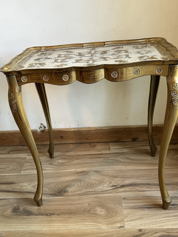 VTG Florentine Side Table, Antique Nesting Table Gold Leaf Florence ITALY TLC