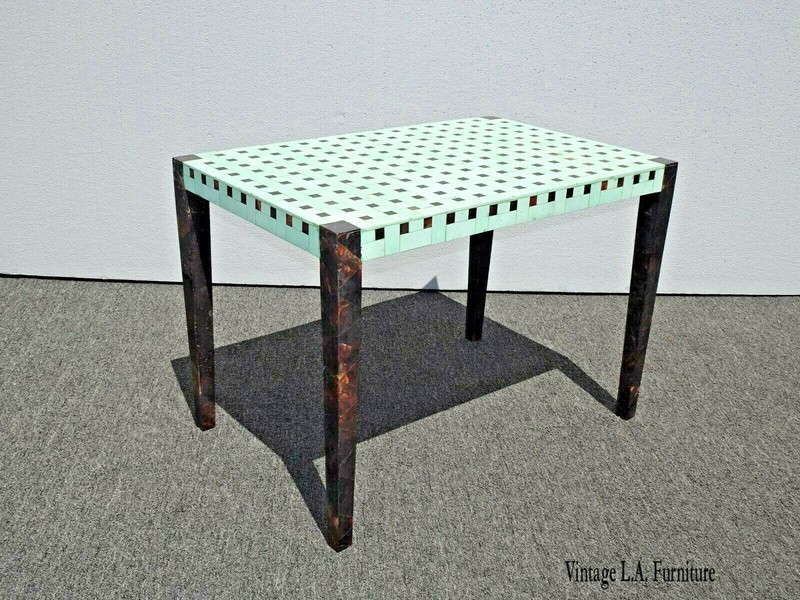 Vintage Designer Carlo Pessina Stone and Mother of Pearl Coffee Table