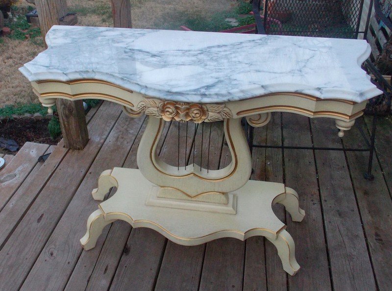 Victorian Marble Top Entry Table / Parlor Table / Sofa Table (ST13)