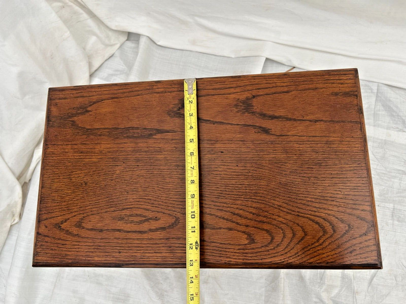 Vintage Console Box Table Bench with under seat lift top storage door Solid Oak gallery