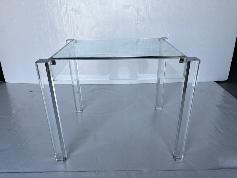 Mid-Century Modern Lucite and Glass Side Table