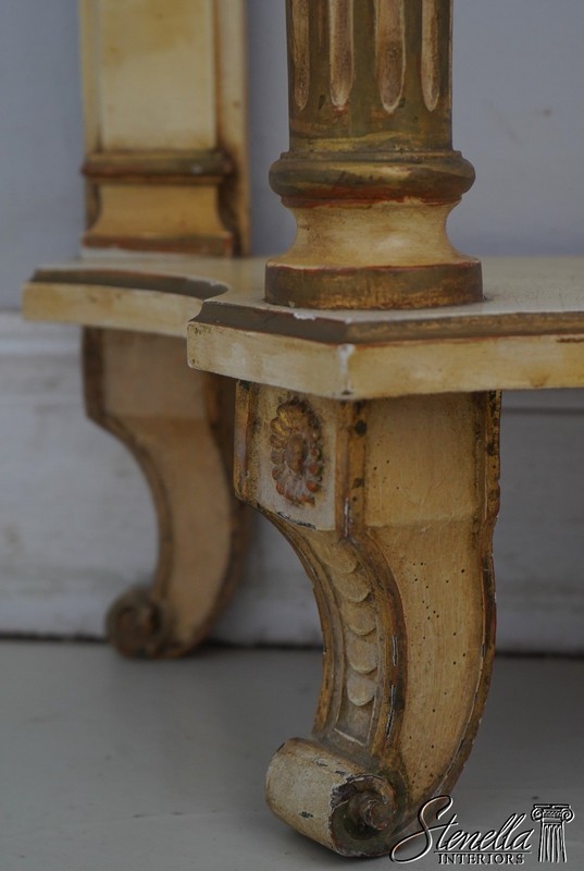 L70476: PALLADIO Vintage Italian Creme Painted Console Table w. Mirror gallery