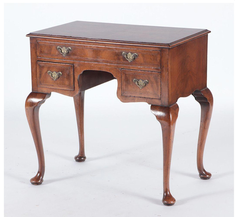 19th Century English George I Burl Walnut Lowboy Dressing Table