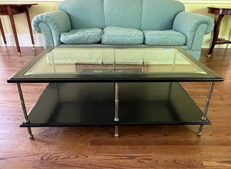 Mid 20th Century Maison Jansen Style Brass and Glass Coffee Table