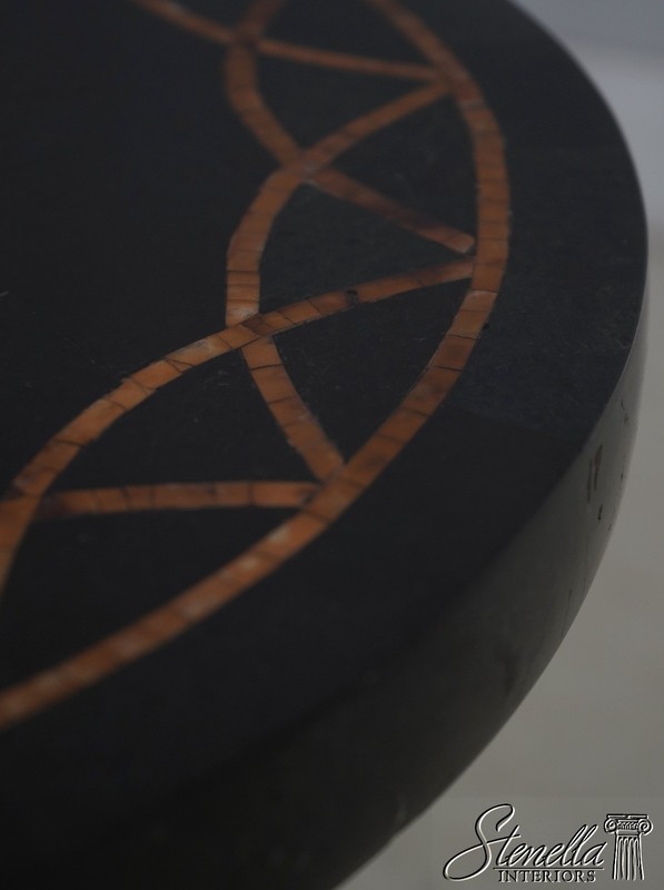 F72759: Tessellated Marble Stone Top Iron Base Side Table gallery