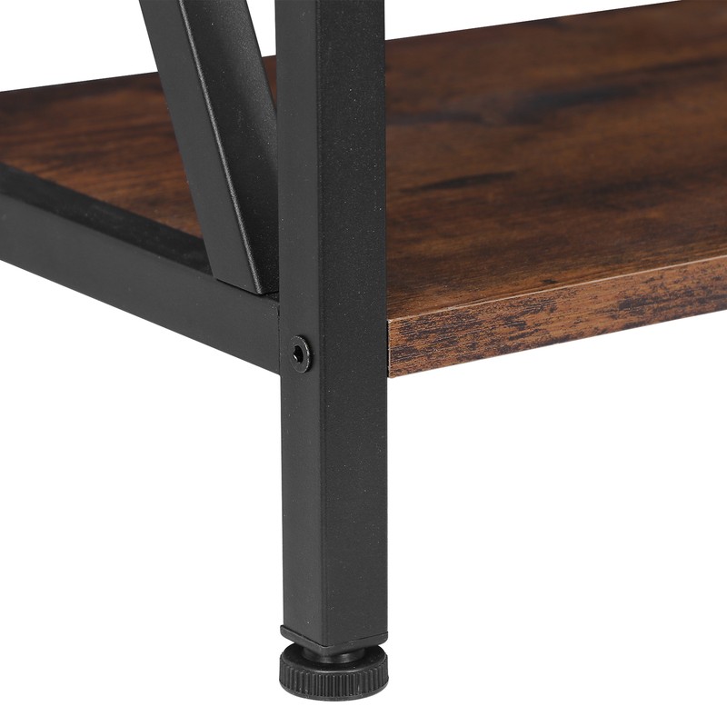 Set of 2 End Tables X-Design Metal Frame Sofa Side Tables for Bedroom Home Brown gallery