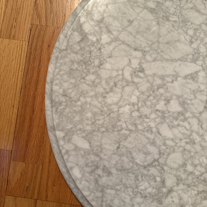 Vintage Solid Replacement 24” Marble Table Top (Italy) White & Gray Veining gallery