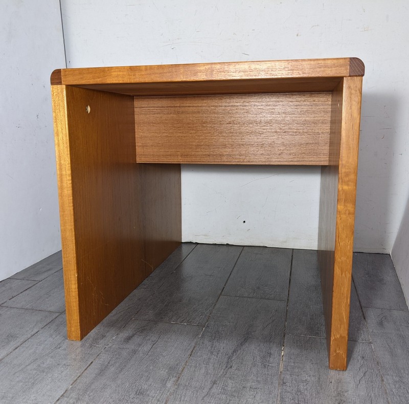 Vintage Mid Century Danish Modern Teak Wood Waterfall End Table B67 gallery