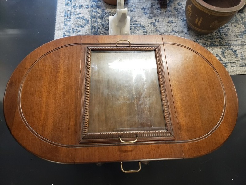Early 20th Cent. English Victorian Walnut Two-Tier Drop Leaf Serving Cart & Tray gallery