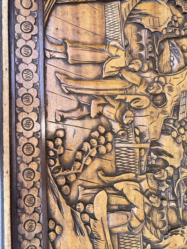 Antique Oriental Carved Wood Coffee Table gallery