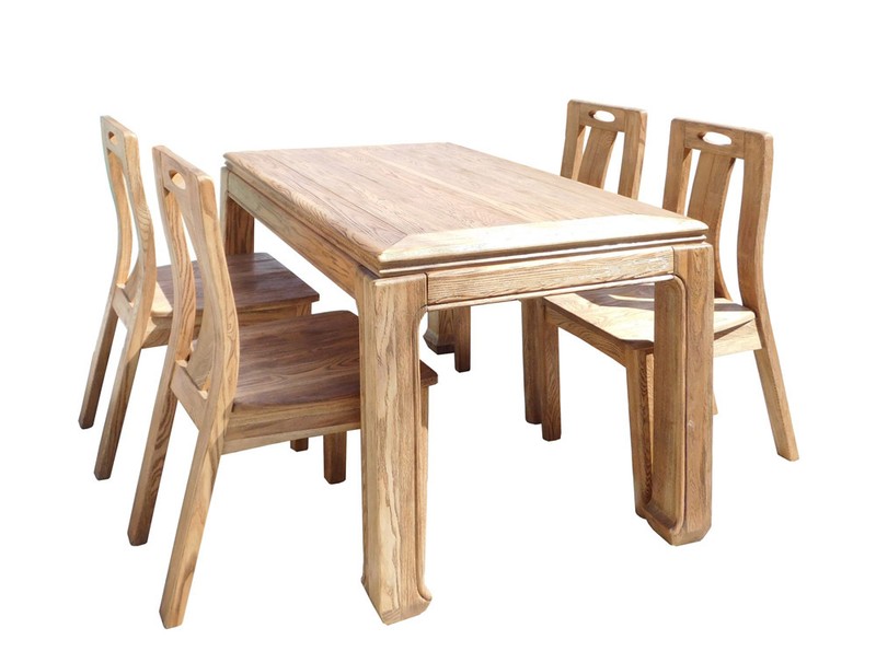 Oriental Light Wood Dining Table 4 Chairs Set cs1555