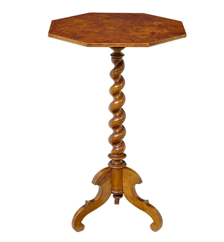 19TH CENTURY SCANDINAVIAN BURR ELM OCTAGONAL SIDE TABLE gallery