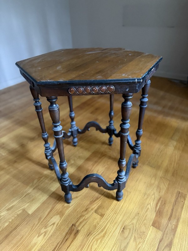Antique 1929 Octagon Table By “Morgan La Salle” 24inx29in