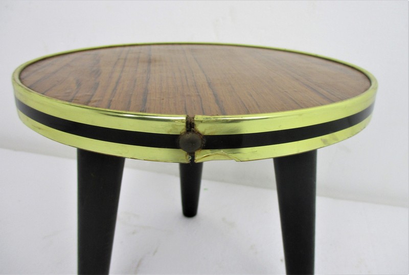 Small Vintage Tripod Coffee Side Table Mid Century Space Age Rockabilly Plant St gallery
