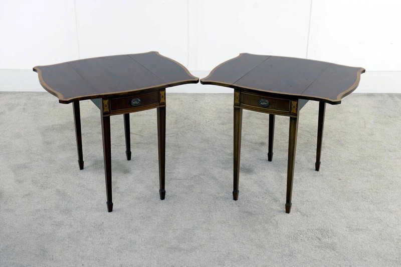 Pair Pembroke Tables Mahogany Side Table Inlay gallery