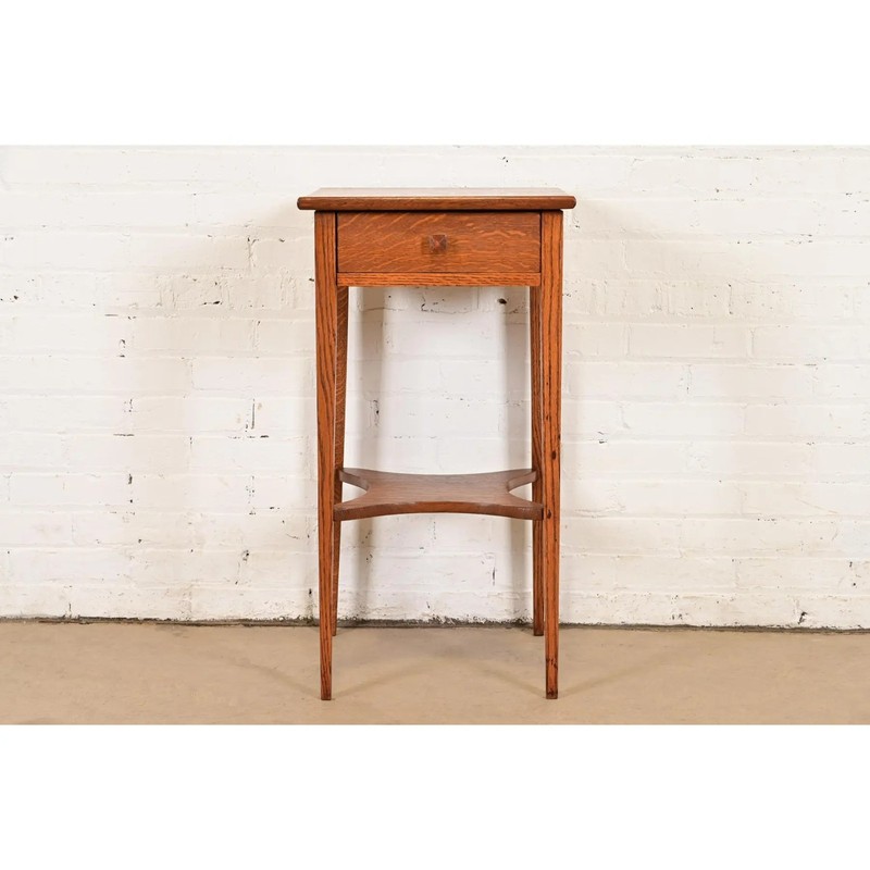 Limbert Style Antique Mission Oak Arts & Crafts Nightstand or Side Table gallery