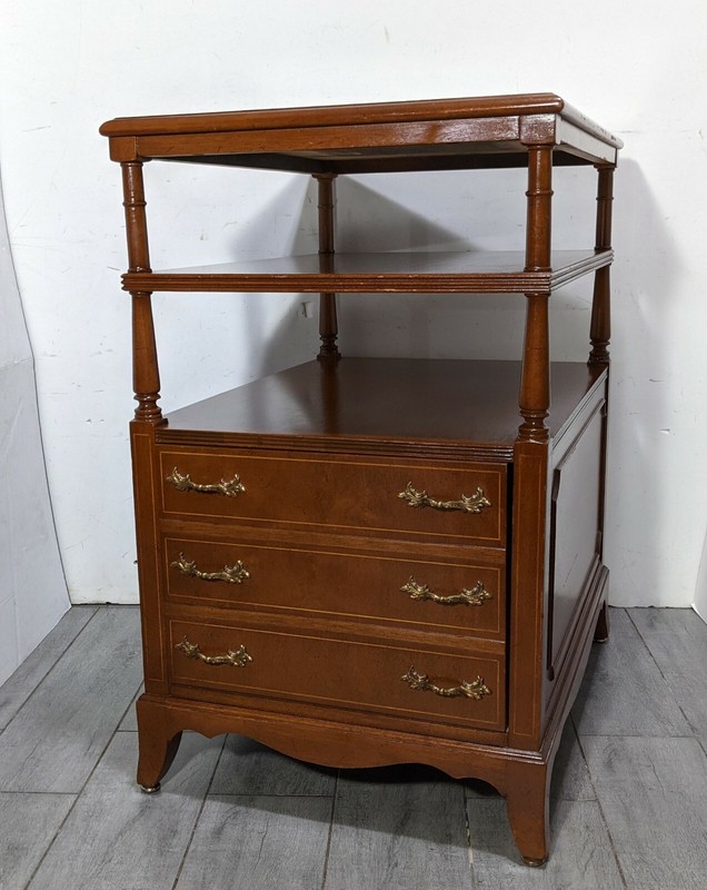 Antique English Regency Mahogany Wood 3-Tier End Table Georgian/Edwardian Style