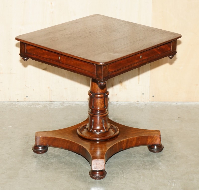 EXQUISITE WILLIAM IV CIRCA 1830 FLAMED MAHOGANY SIDE END WORK SEWING TABLE gallery