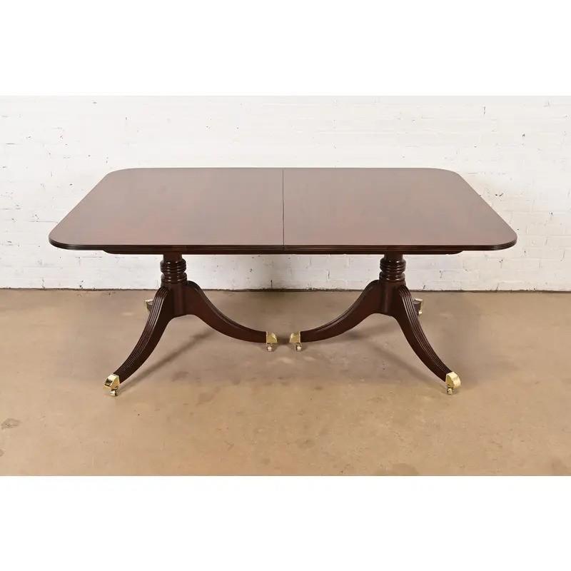 Baker Furniture Georgian Cherry Wood Extension Dining Table, Newly Refinished gallery