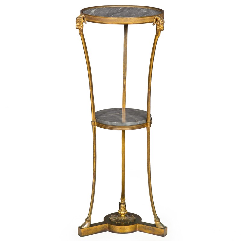 Fine French Louis XVI Bronze and Marble Two-Tier Table Gueridon gallery
