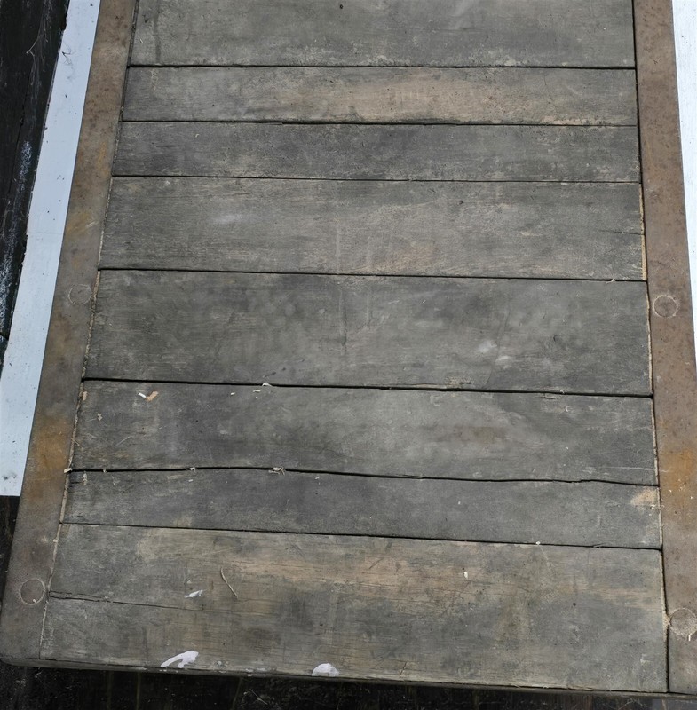 Vintage Primitive Industrial Railroad Steel & Wood Riser Low Table Pallet #2 gallery