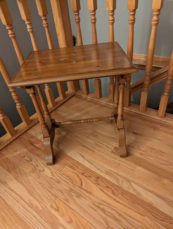 VINTAGE YEW FOLK ART PAINTED EASTLAKE STYLE SIDE TABLE