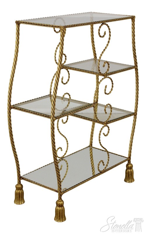 L56269EC: Gold Gilt Metal Tassel Tiered End Table
