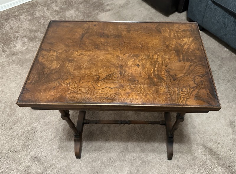 Antique French Nesting Tables Set of 2 - Walnut Burl gallery