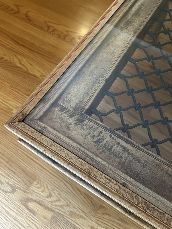 Antique Indian Window Grate Made into a Coffee Table with Copper Sheathing gallery