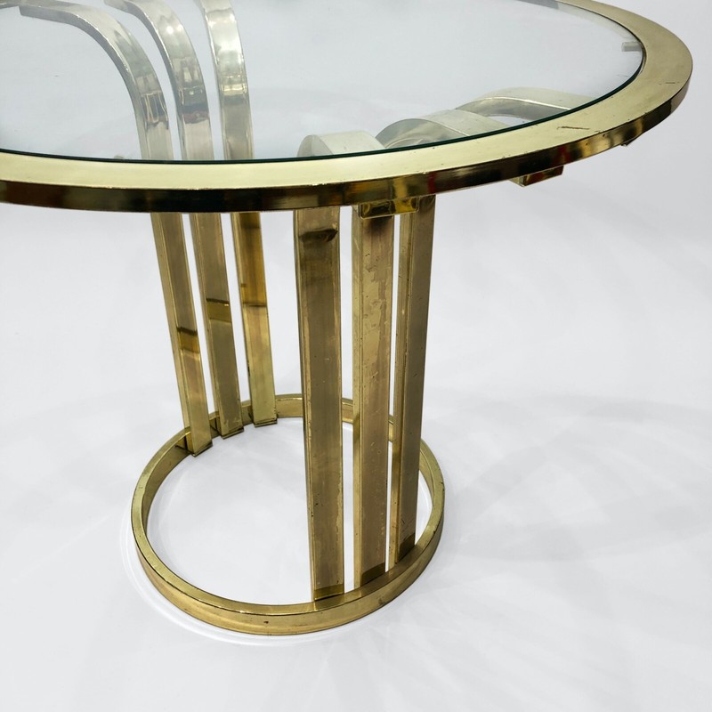 Brass Plated Art Deco Style Side Table 1970s Glamour Vintage Hollywood Regency gallery