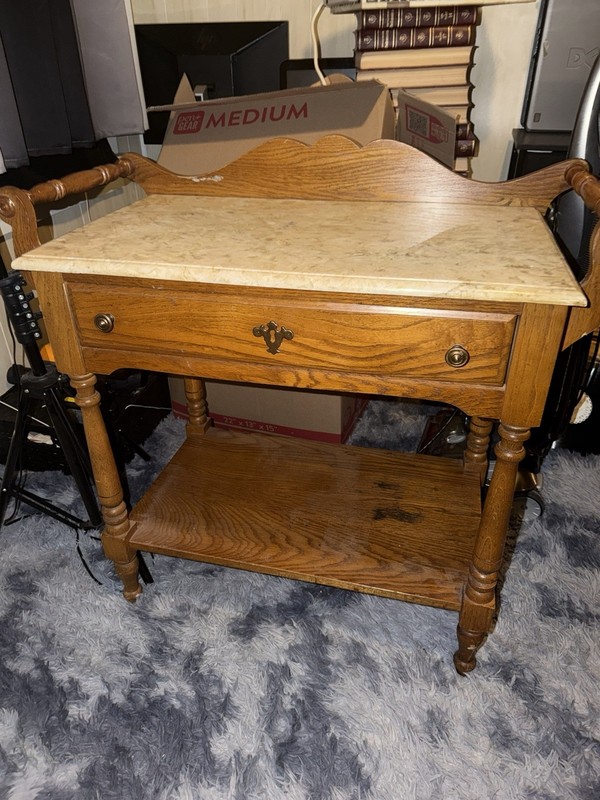 Vintage 1875 Victorian Washstand Marble Top , Excellent Condition !