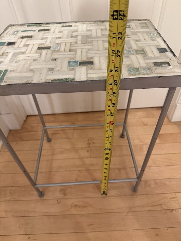 Vintage MCM Style Mosaic GLASS TILE TABLE Wrought Iron Mid Century Modern gallery