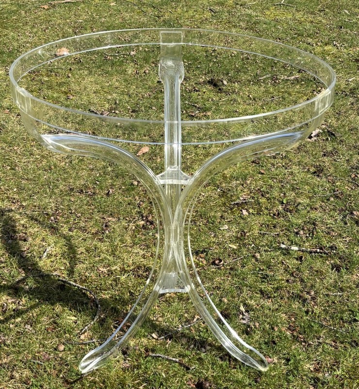 Vintage Mid Century Acrylic Lucite Table Base Stand Round 24″D 25.75″H
