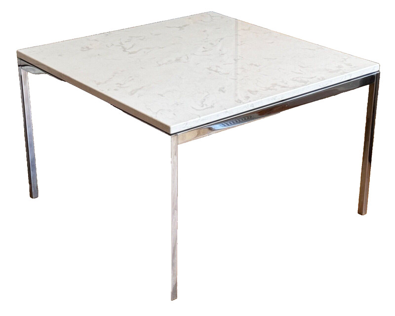 1 Florence Knoll Design Chrome Stone Marble Glass Coffee Side End Table Vtg Mcm