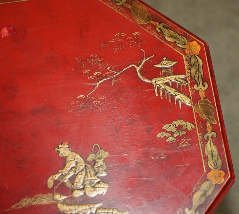 ANTIQUE CIRCA 1920 CHINESE CHINOISERIE BRASS FRAMED SIDE END LAMP WINE TABLE gallery